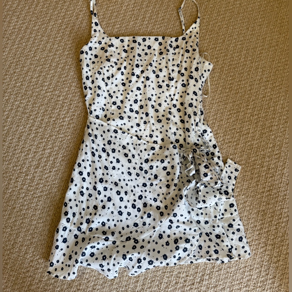 White and Navy Floral Dress